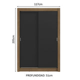 Placard Soltero 2 Puertas Corredizas 2 Cajones Marrón/Negro Vivare