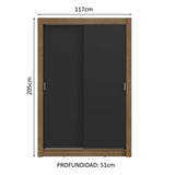 Placard Soltero 2 Puertas Corredizas 4 Cajones Marrón/Negro Vivare Plus