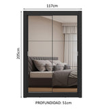 Placard 2 Puertas Corredizas con Espejos Negro Milano