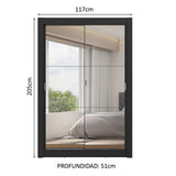 Placard 2 Puertas Corredizas con Espejos 2 Cajones Negro Vivare