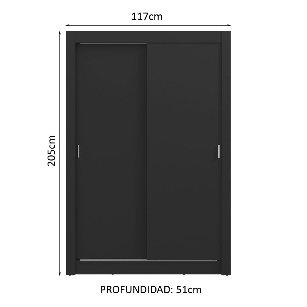 Placard 2 Puertas Corredizas 2 Cajones Negro Vivare