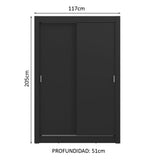 Placard 2 Puertas Corredizas 2 Cajones Negro Vivare