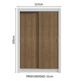 Placard Soltero 2 Puertas Corredizas 4 Cajones Blanco/Marrón Vivare Plus