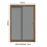 Placard Soltero 2 Puertas Corredizas 2 Cajones Marrón/Gris Vivare