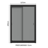Placard Soltero 2 Puertas Corredizas 2 Cajones Negro/Gris Vivare