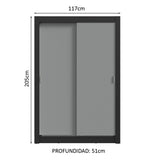 Placard Soltero 2 Puertas Corredizas 4 Cajones Negro/Gris Vivare Plus