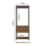Placard Modular Valencia 2 Cajones 70cm Marrón/Negro