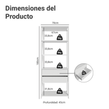 Placard Abierto Madesa Valencia 2 Cajones 4 Niveles 0.70 m x 1.80 m Blanco