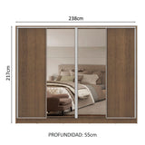 Placard Ropero Casal Madesa Apolo 4 Puertas Corredizas con Espejo Marrón