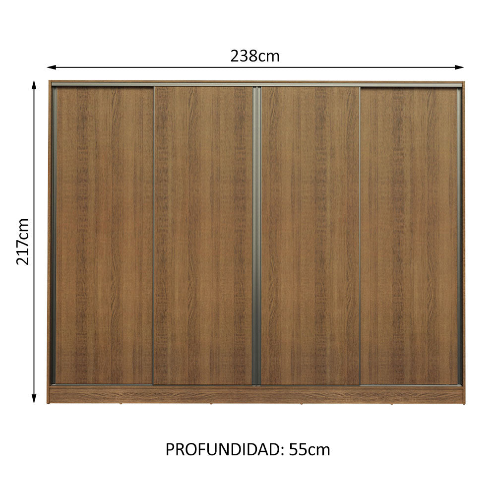 Placard Ropero Casal Madesa Apolo 4 Puertas Corredizas Marrón