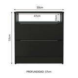 Mesa de luz 3227 con 2 cajones, Negro