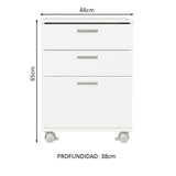 Cajonera Organizadora de Escritorio 3322 3 Cajones y Ruedas Blanco