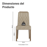 Combo 2 Sillas de Comedor Tapizadas 4254 con Detalle en madera Marrón/Imperial Madesa