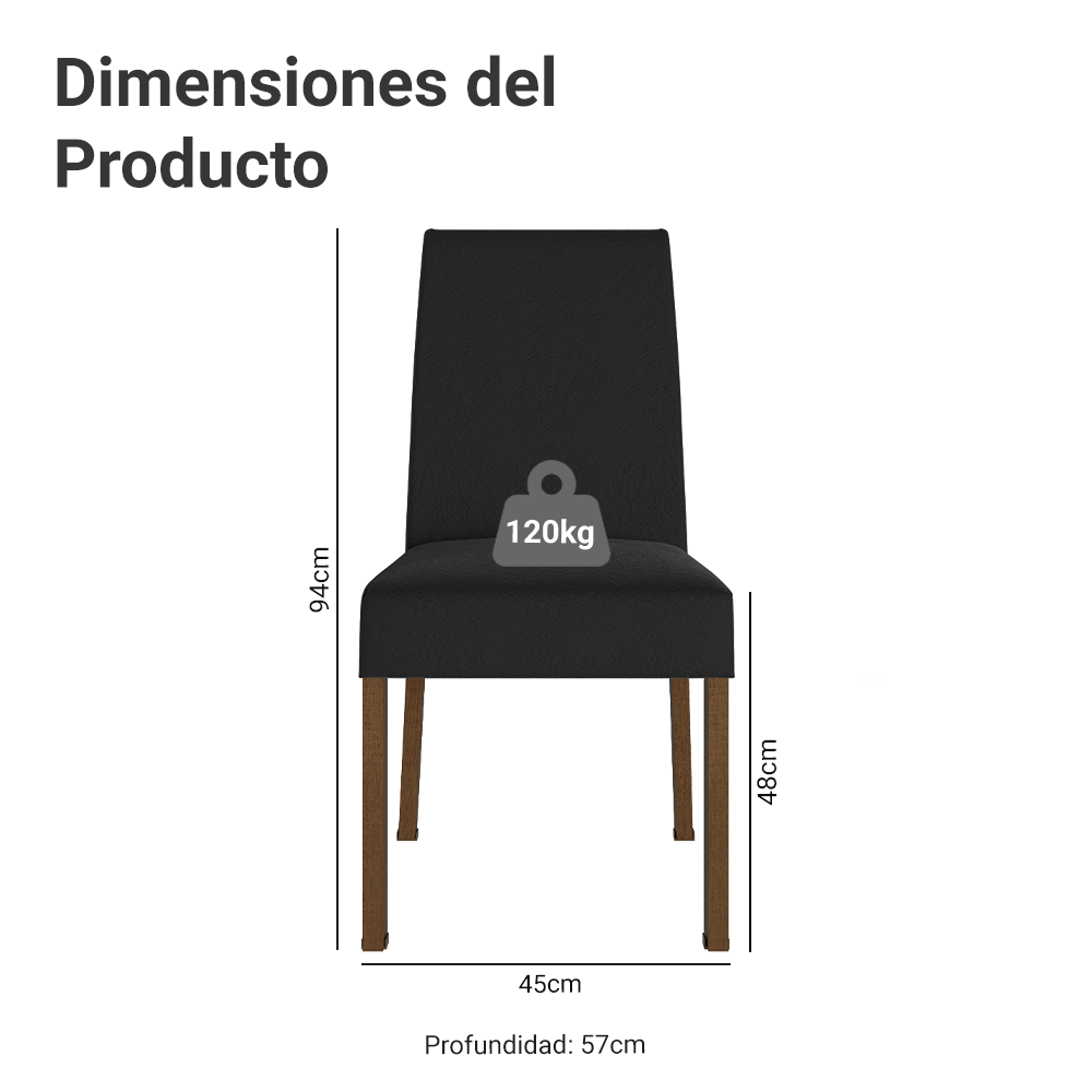 Combo 4 Sillas de comedor 4255 Marrón/Oxford Madesa