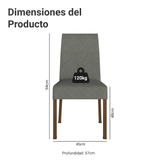 Kit 4 Sillas para Comedor 4255 Marrón/Gamuza Silver Madesa