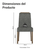 Juego de 4 Sillas 4255 con Detalle Madera Marrón/Silver