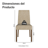 Kit 4 Sillas para Comedor 4255 Marrón/Gamuza Imperial Madesa