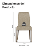 Juego de 4 Sillas 4255 con Detalle Madera Marrón/Imperial
