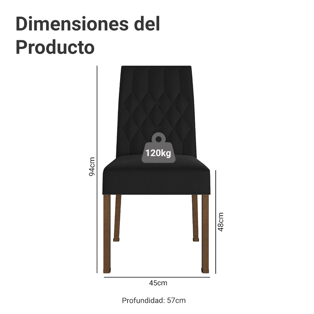 Kit 4 Sillas para Comedor 4256 Marrón/Gamuza Oxford Madesa