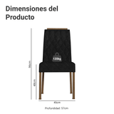 Juego de 4 Sillas 4256 con Detalle Madera Marrón/Oxford