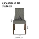 Kit 4 Sillas para Comedor 4256 Marrón/Gamuza Silver Madesa