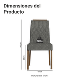 Juego de 4 Sillas 4256 con Detalle Madera Marrón/Silver