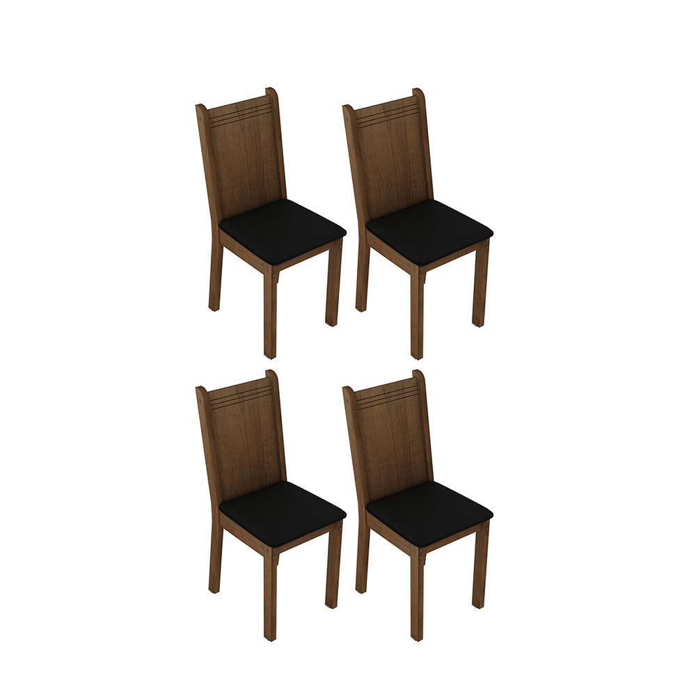 Juego de 4 Sillas 4290 Marrón/Negro