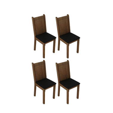 Juego de 4 Sillas Asiento Tapizado Marrón/Negro Madesa