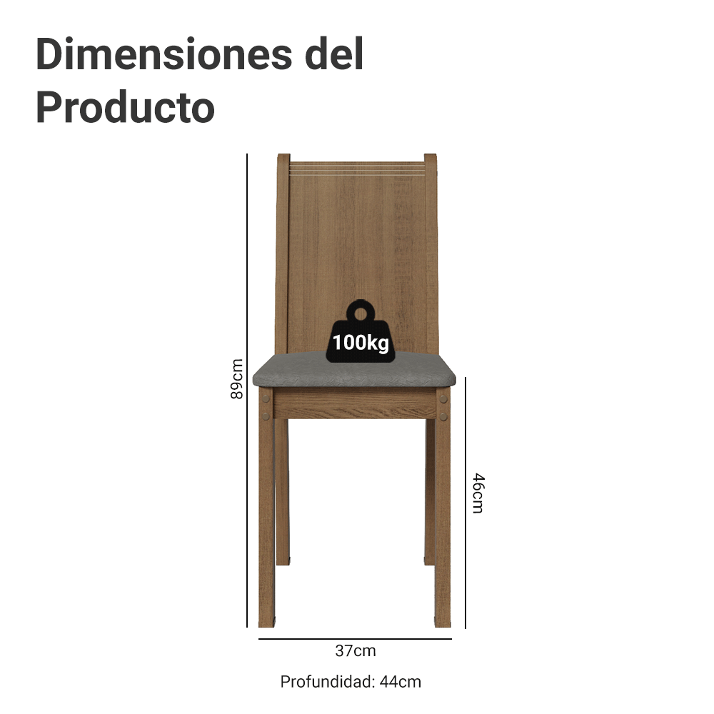 Juego de 4 Sillas 4290 Marrón/Silver