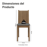 Juego de 4 Sillas 4290 Marrón/Silver