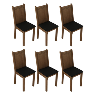 Juego de 6 Sillas Asiento Tapizado Marrón/Negro Madesa