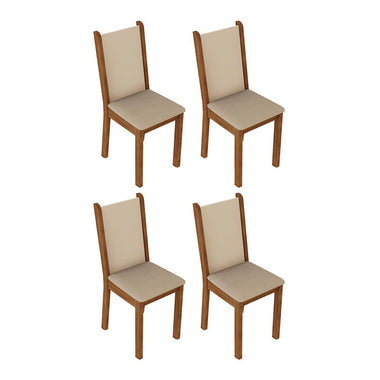 Juego de 4 Sillas Asiento Tapizado Marrón/Crema/Sintético Beige Madesa