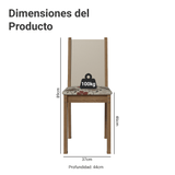 Kit 6 Sillas 4291 Marrón/Crema/Hibisco