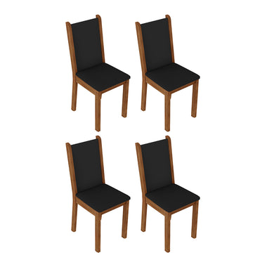 Juego de 4 Sillas Asiento Tapizado Marrón/Negro Madesa