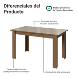 Mesa De Comedor Rectangular con Tapa de Vidrio Marrón/Crema 5231 Madesa