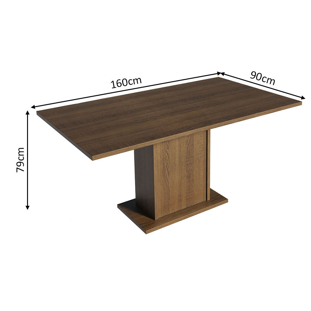 Mesa de Comedor Rectangular Tapa de Madera 160 cm Marrón Madesa 01