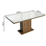 Mesa de Comedor Rectangular Tapa de Vidrio Marrón/Blanco 5275 Madesa