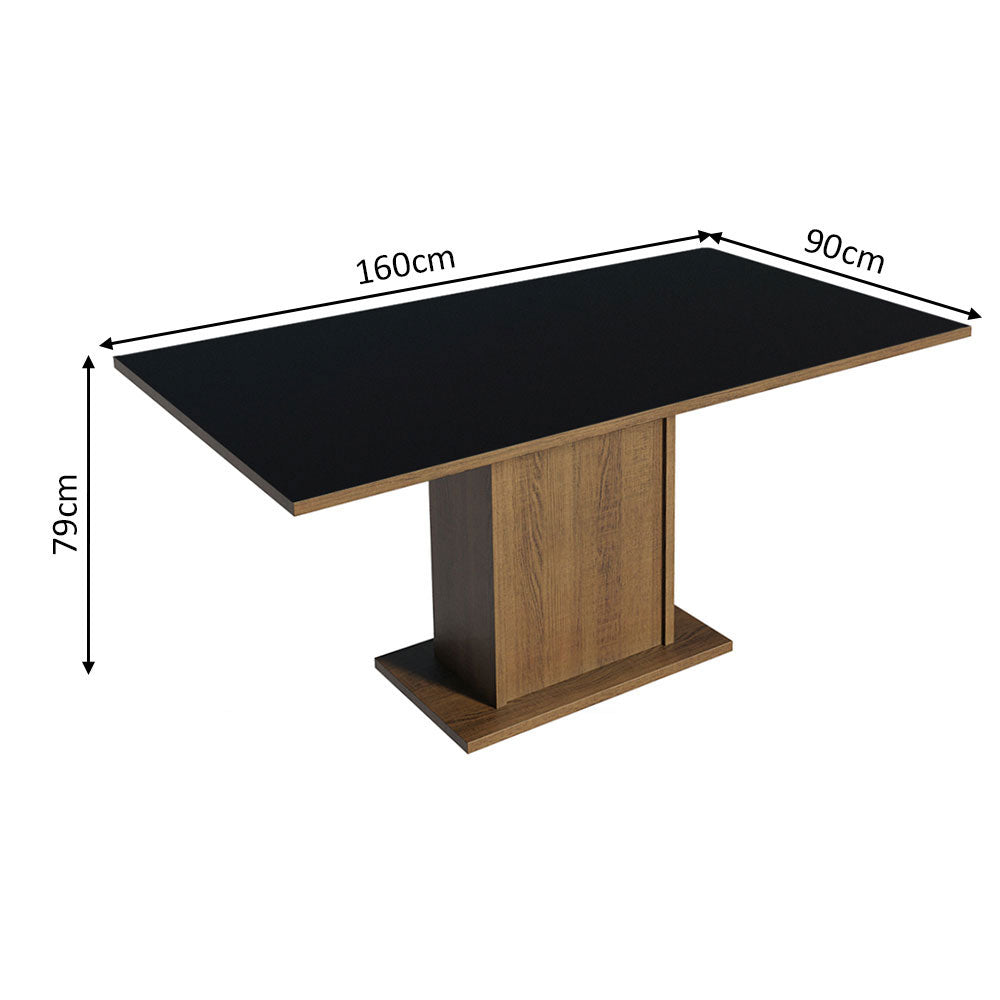 Mesa de Comedor Rectangular Tapa de Madera 160 cm Marrón/Negro Madesa 01