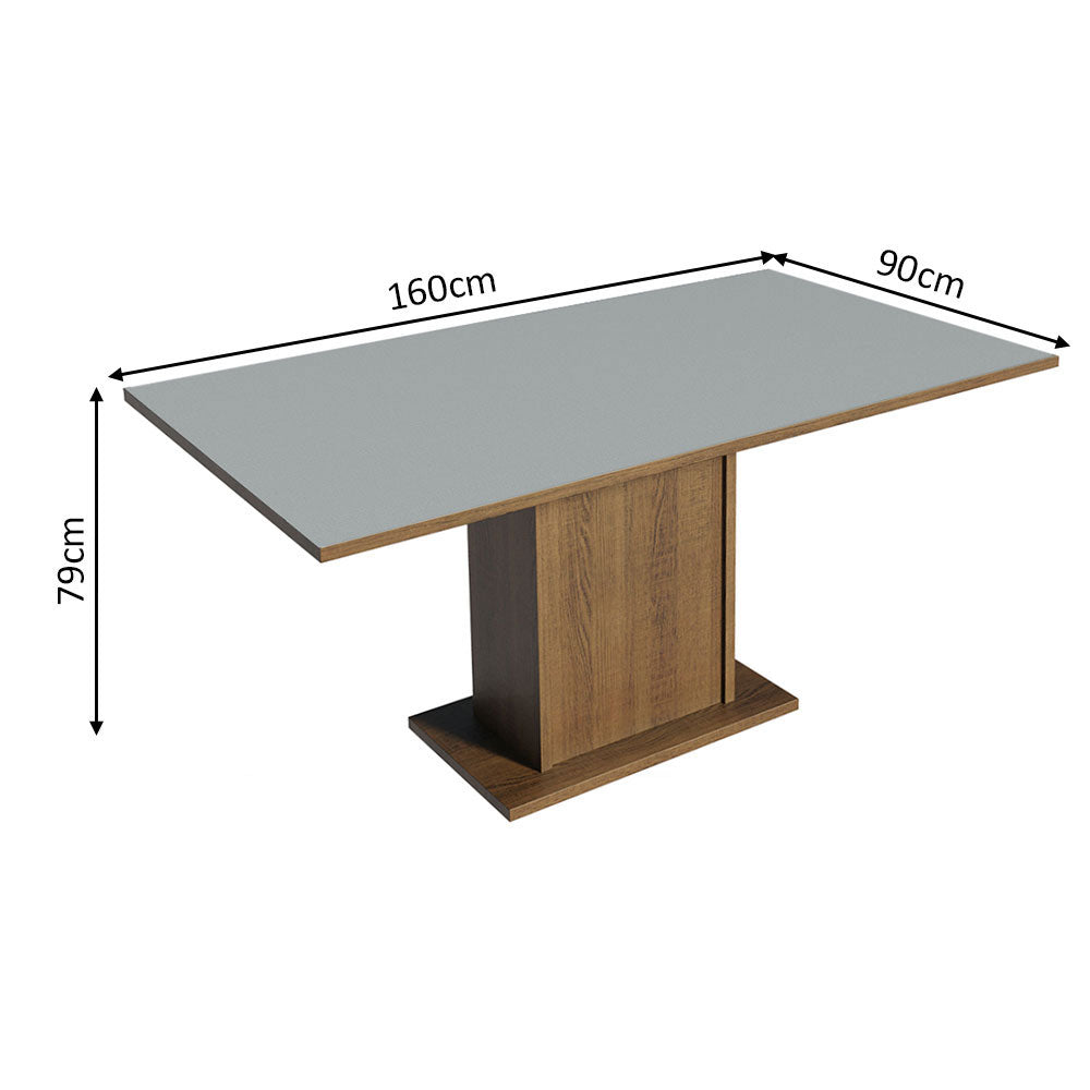 Mesa de Comedor Rectangular Tapa de Madera 160 cm Marrón/Gris Madesa 01