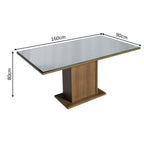 Mesa de Comedor Rectangular Tapa de Vidrio Sobrepuesto 160 cm Marrón/Gris Madesa 01
