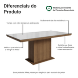 Mesa de Comedor Rectangular Tapa con Borde Biselado y Vidrio Sobrepuesto Marrón/Blanco 5275 Madesa
