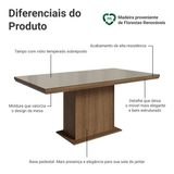 Mesa de Comedor Rectangular Tapa con Borde Biselado y Vidrio Sobrepuesto Marrón/Crema 5275 Madesa
