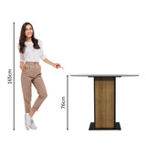 Mesa De Comedor Redonda Madesa 5324 con Tapa de Vidrio Negro/Marrón