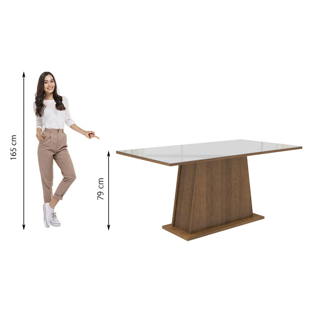 Mesa De Comedor Madesa Rectangular con Tapa de Vidrio 5364 Marrón/Blanco