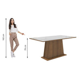 Mesa De Comedor Madesa Rectangular con Tapa de Vidrio 5364 Marrón/Blanco