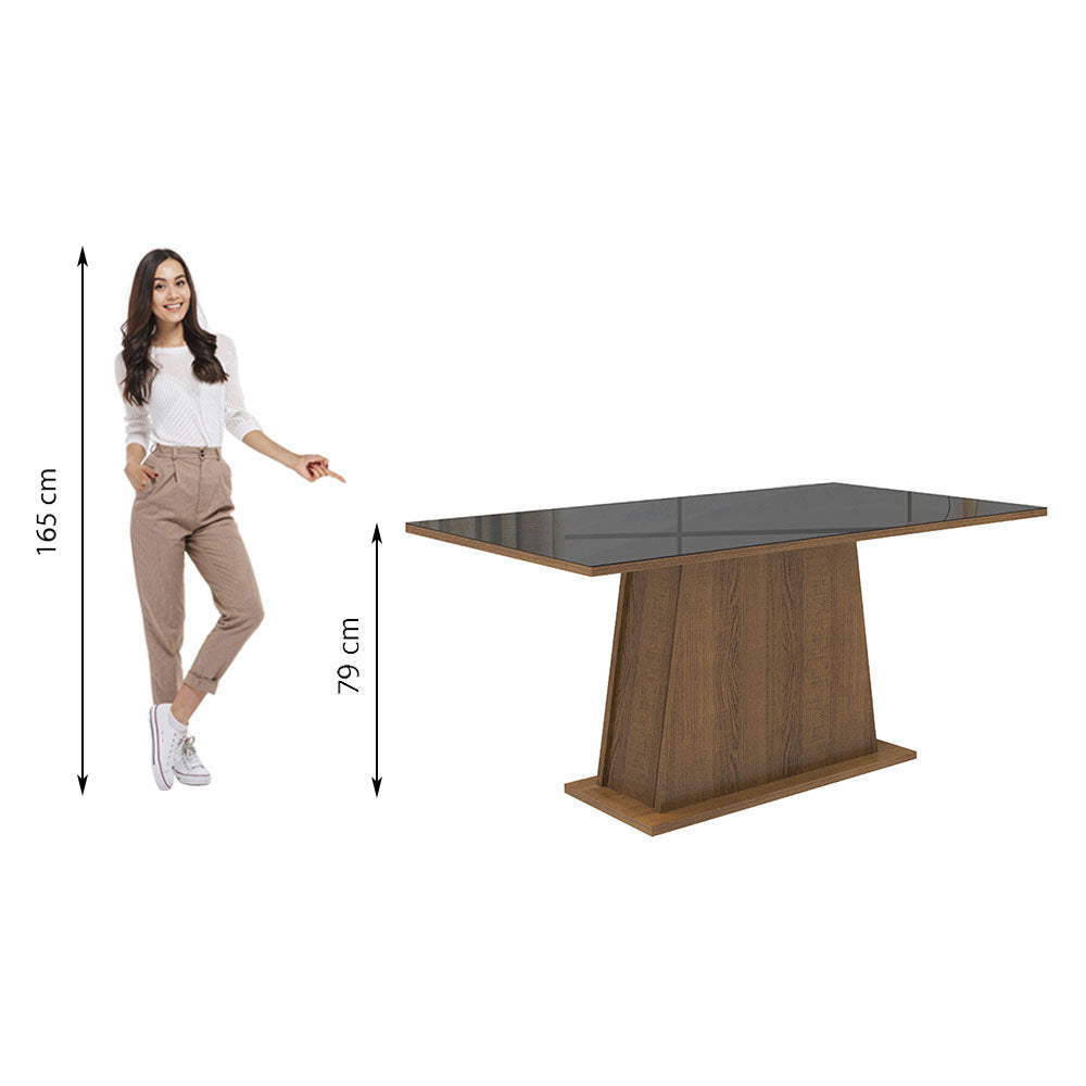 Mesa de Comedor Rectangular Tapa de Vidrio Marrón/Negro 5364 02