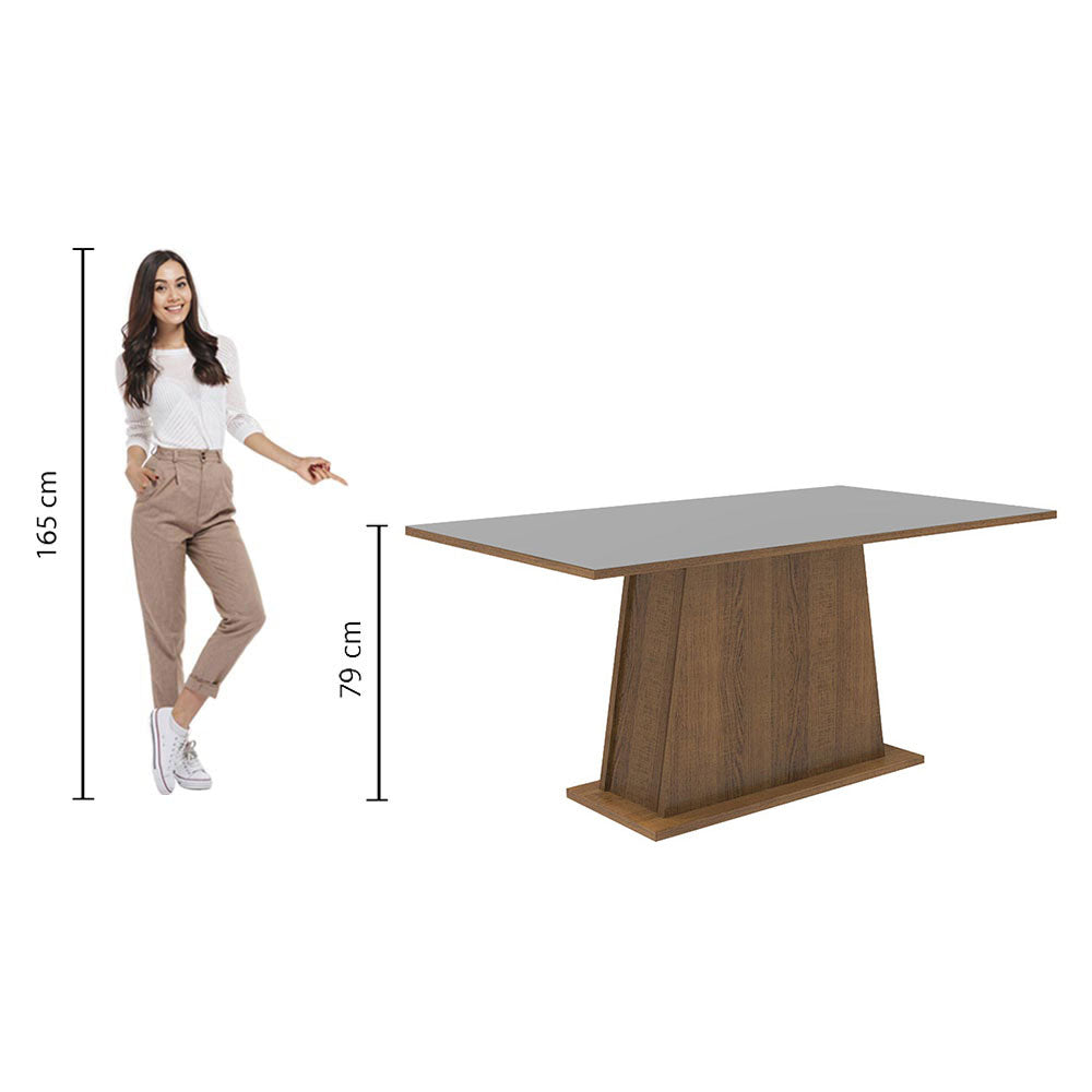 Mesa de Comedor Rectangular Tapa de Madera 160 cm Marrón/Gris Madesa 02