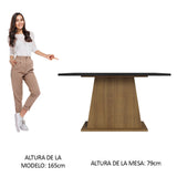 Mesa De Comedor Rectangular con Tapa de Madera Marrón/Negro 5365 Madesa