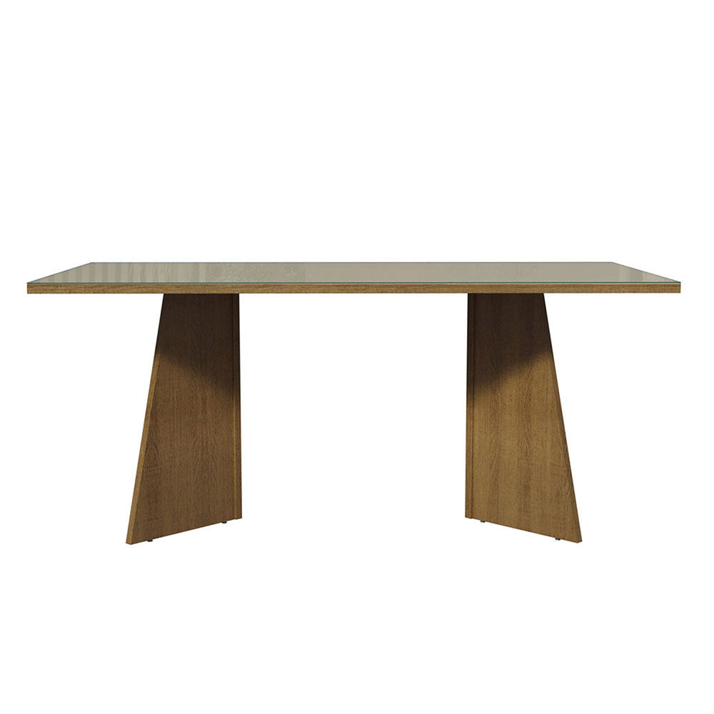 Mesa de Comedor Rectangular Tapa de Vidrio Sobrepuesto 180 cm Marrón/Crema Madesa