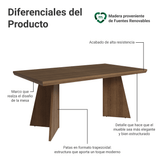 Mesa de Comedor Rectangular Tapa con Borde Biselado Marrón 5389 Madesa